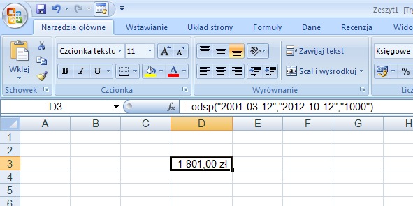 przykad 2 - odsetki podatkowe - obliczanie w Excel