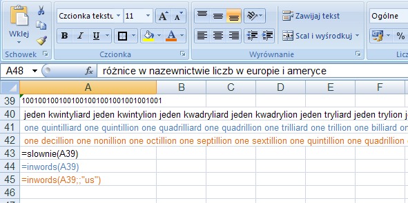 przykad 5 - kwota sownie po angielsku - formua w Excel