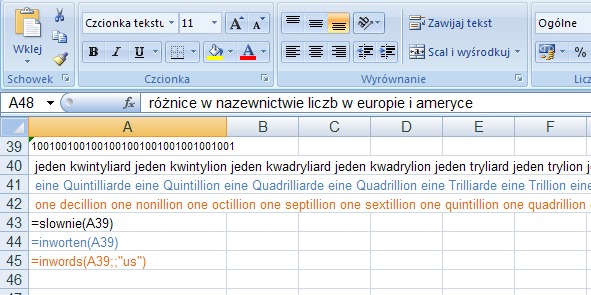 przykład 5 - kwota słownie po niemiecku - formuła w Excel