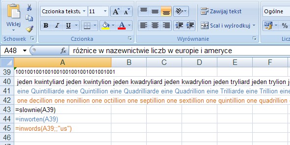 przykad 5 - kwota sownie po niemiecku - formua w Excel